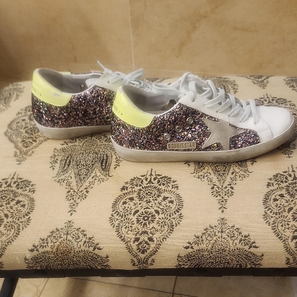 Golden Goose Women's Sneakers - Glitter and Neon Yellow
